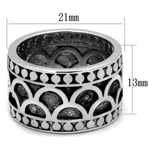 3W1309 - Rhodium Brass Ring with Epoxy  in Jet-1