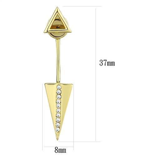 3W1314 - Gold Brass Earrings with Top Grade Crystal  in Clear-1