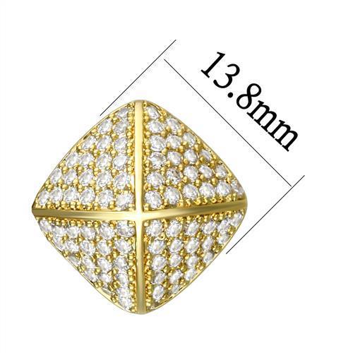 3W1323 - Gold Brass Earrings with AAA Grade CZ  in Clear-1