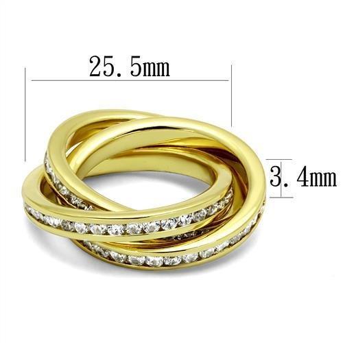 3W1330 - Gold Brass Ring with AAA Grade CZ  in Clear-1