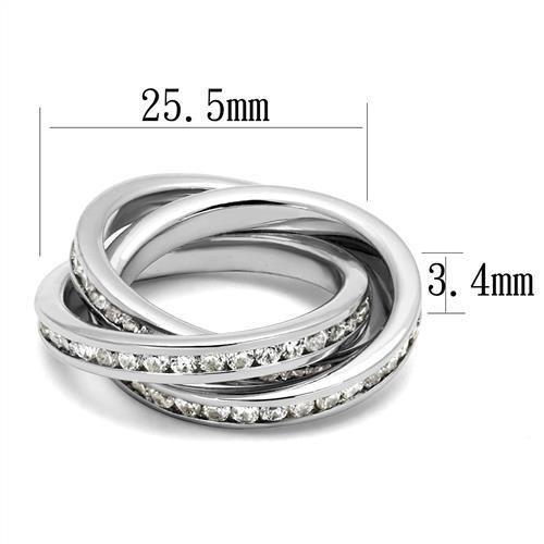 3W1331 - Rhodium Brass Ring with AAA Grade CZ  in Clear-1