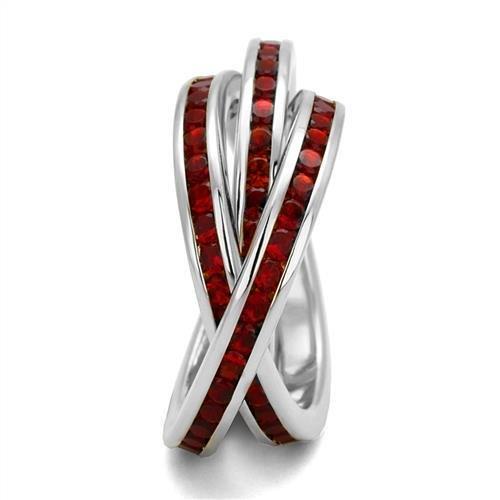 3W1333 - Rhodium Brass Ring with Synthetic Synthetic Glass in Siam-3