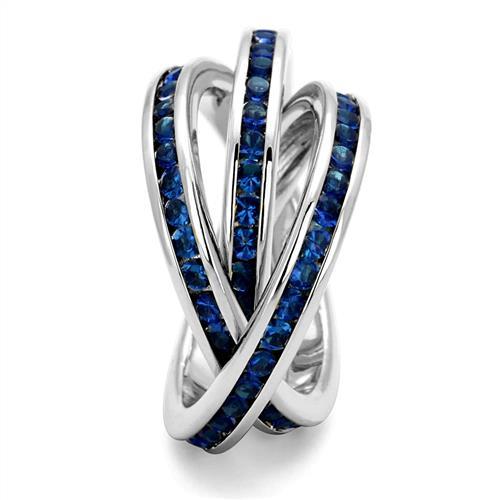 3W1334 - Rhodium Brass Ring with Synthetic Synthetic Glass in Montana-3
