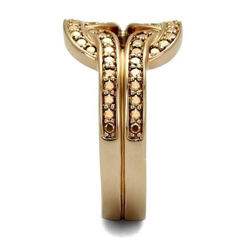 3W1336 - IP Rose Gold(Ion Plating) Brass Ring with AAA Grade CZ  in Metallic Light Gold-3