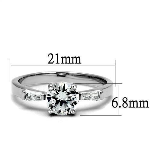 3W1339 - Rhodium Brass Ring with AAA Grade CZ  in Clear-1