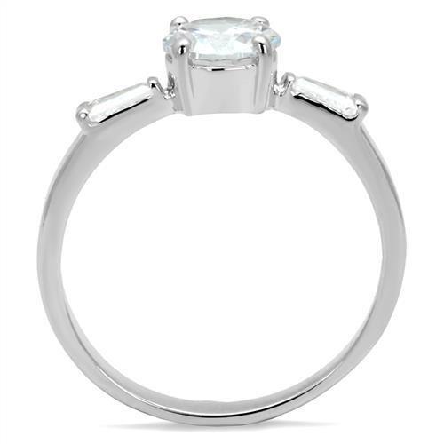 3W1339 - Rhodium Brass Ring with AAA Grade CZ  in Clear-2