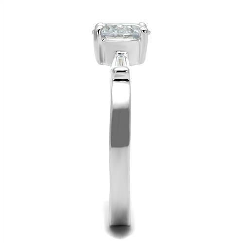 3W1339 - Rhodium Brass Ring with AAA Grade CZ  in Clear-3