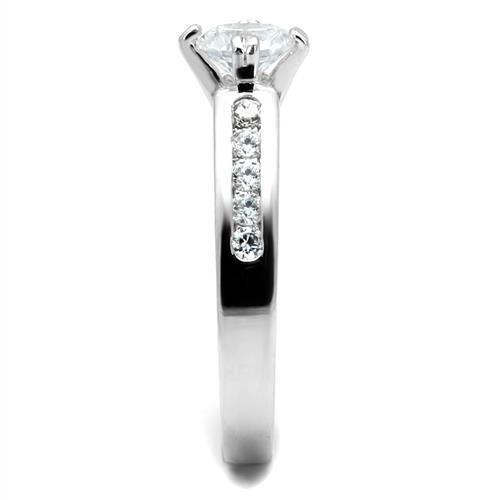 3W1340 - Rhodium Brass Ring with AAA Grade CZ  in Clear-3
