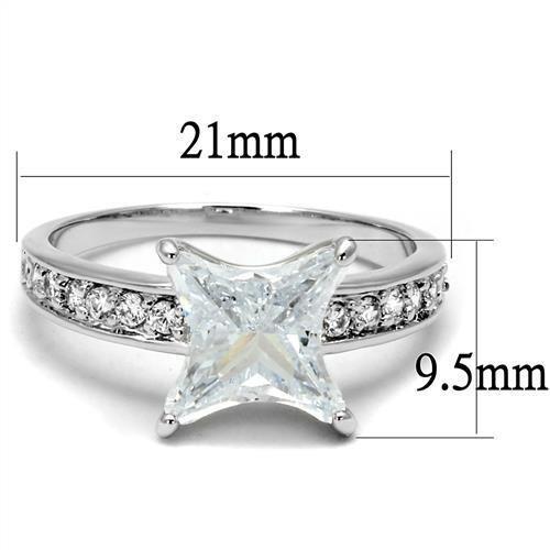 3w1349 - Rhodium Brass Ring with AAA Grade CZ  in Clear-1