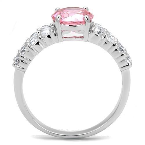 3W1361 - Rhodium Brass Ring with AAA Grade CZ  in Rose-2
