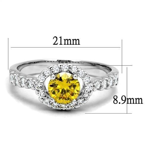 3W1362 - Rhodium Brass Ring with AAA Grade CZ  in Topaz-1