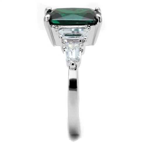 3W1363 - Rhodium Brass Ring with Synthetic Spinel in Emerald-3