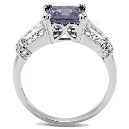 3W1365 - Rhodium Brass Ring with AAA Grade CZ  in Amethyst-2