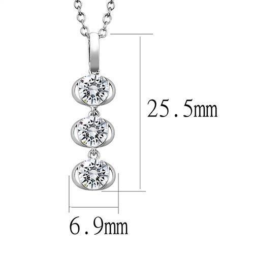 3W1373 - Rhodium 925 Sterling Silver Chain Pendant with AAA Grade CZ  in Clear-1