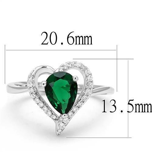 3W1384 - Rhodium 925 Sterling Silver Ring with Synthetic Synthetic Glass in Blue Zircon-1