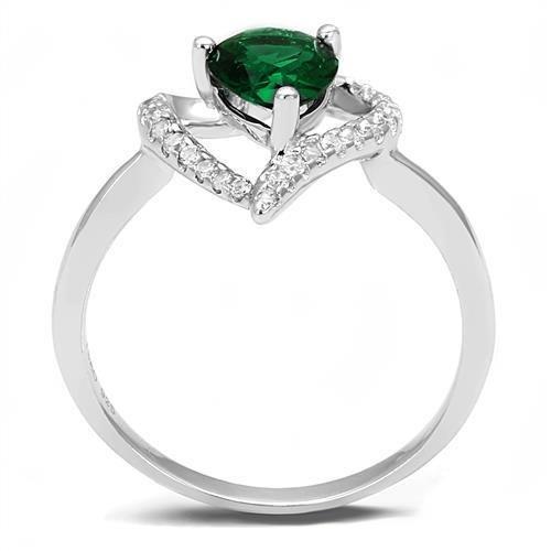3W1384 - Rhodium 925 Sterling Silver Ring with Synthetic Synthetic Glass in Blue Zircon-2