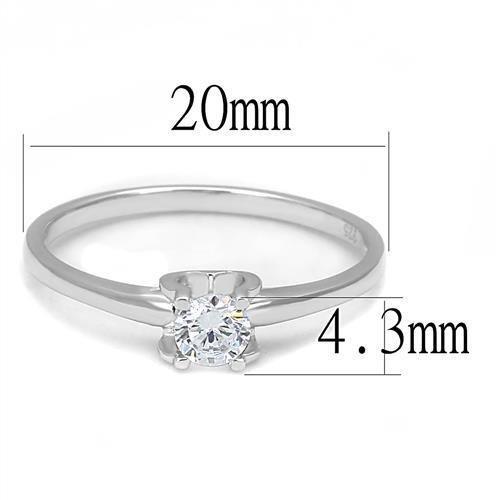 3W1385 - Rhodium 925 Sterling Silver Ring with AAA Grade CZ  in Clear-1