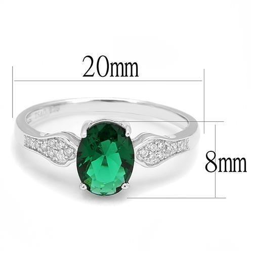 3W1387 - Rhodium 925 Sterling Silver Ring with Synthetic Synthetic Glass in Blue Zircon-1