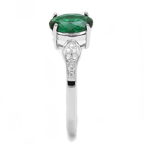 3W1387 - Rhodium 925 Sterling Silver Ring with Synthetic Synthetic Glass in Blue Zircon-3