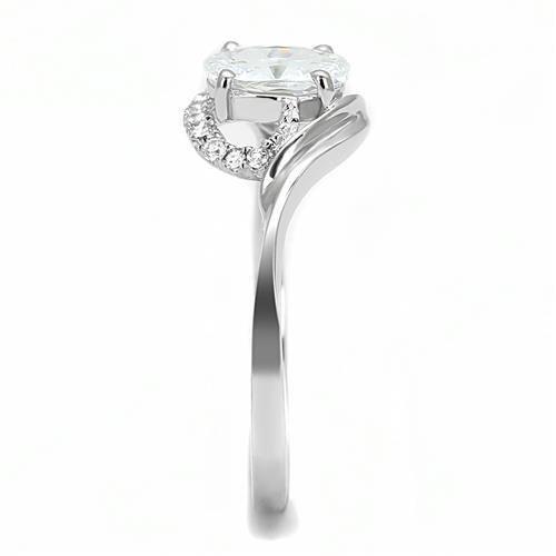 3W1388 - Rhodium 925 Sterling Silver Ring with AAA Grade CZ  in Clear-4