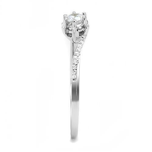 3W1392 - Rhodium 925 Sterling Silver Ring with AAA Grade CZ  in Clear-3