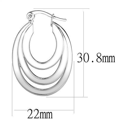 3W1394 - Rhodium Brass Earrings with No Stone-1