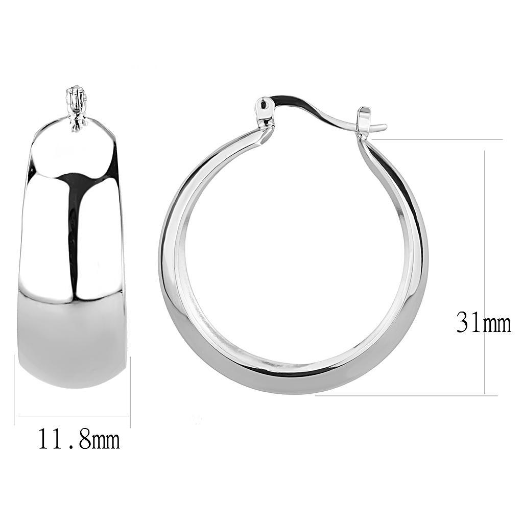 3W1400 - Rhodium Brass Earrings with No Stone-1