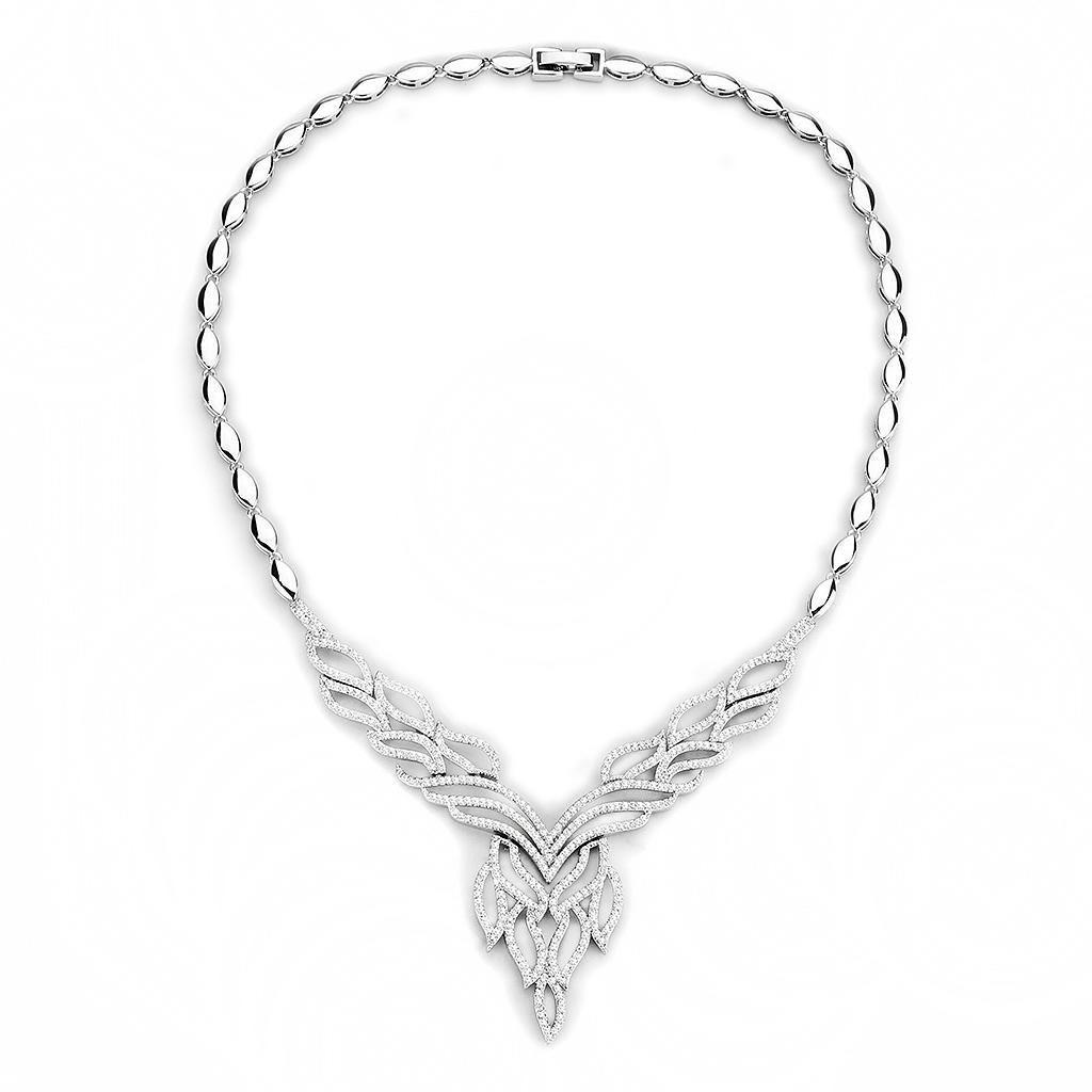 3W1418 - Rhodium Brass Jewelry Sets with AAA Grade CZ  in Clear-1