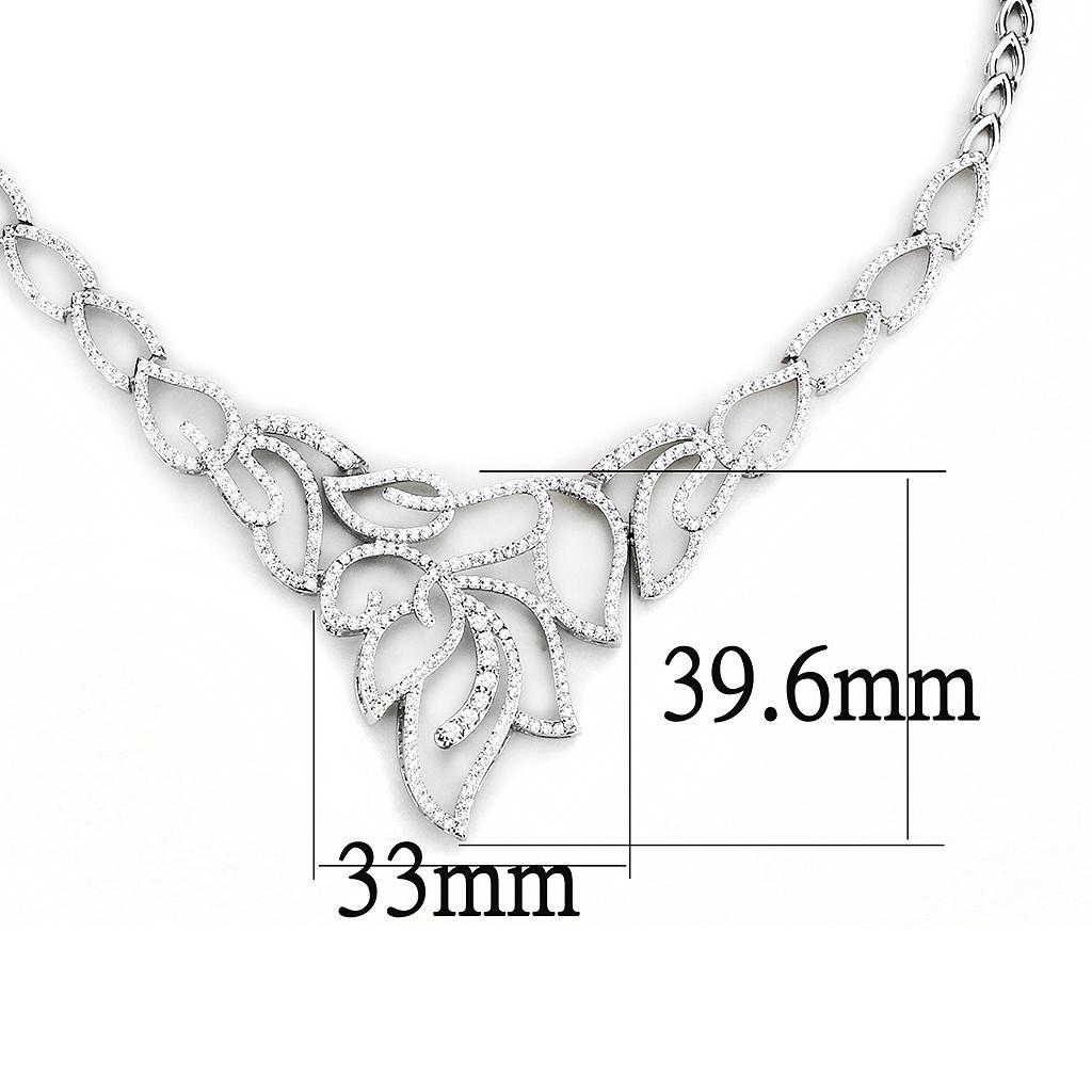 3W1420 - Rhodium Brass Jewelry Sets with AAA Grade CZ  in Clear-2