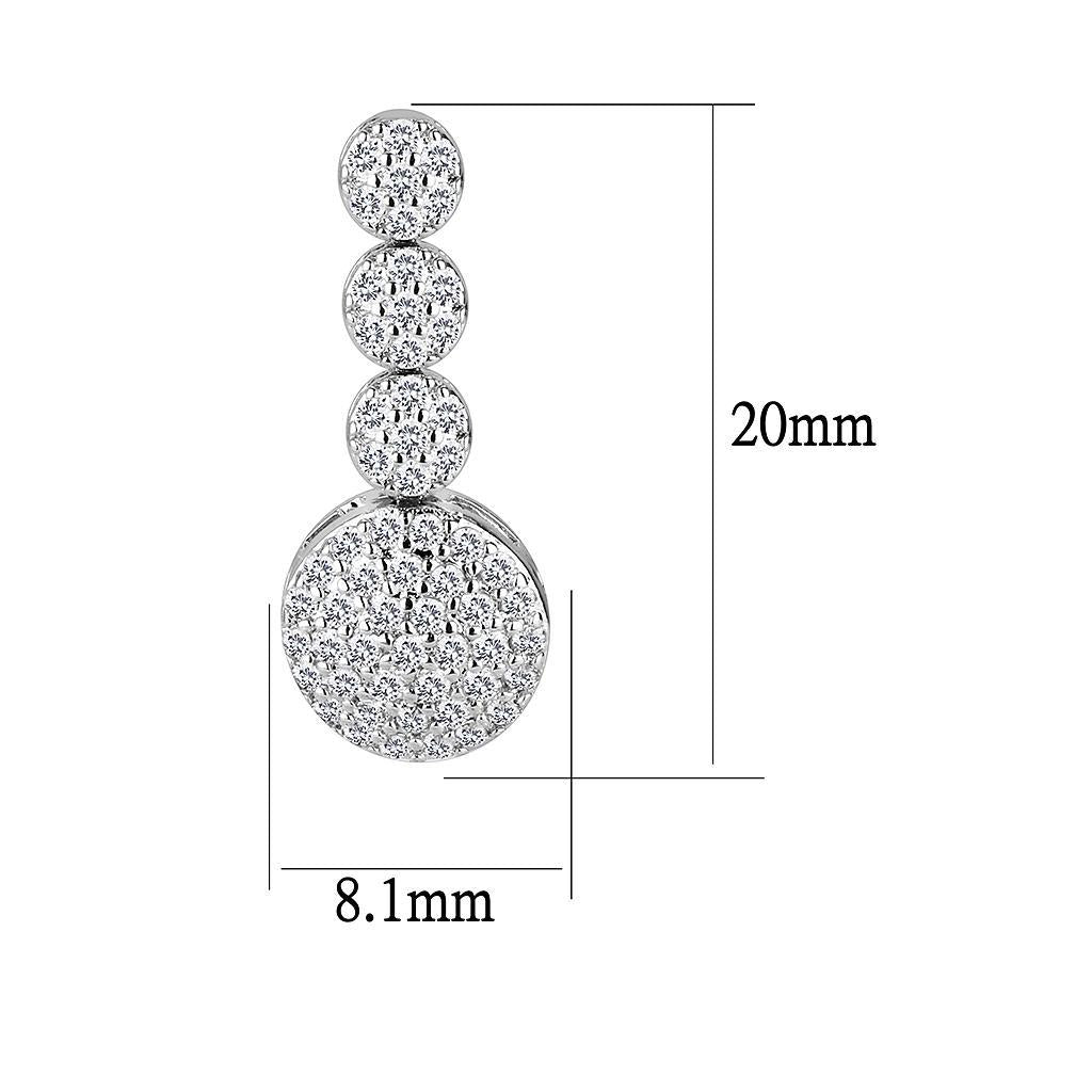 3W1428 - Rhodium Brass Jewelry Sets with AAA Grade CZ  in Clear-4