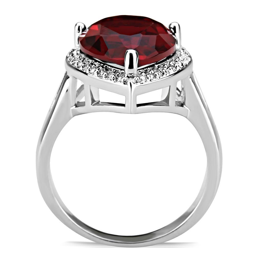 3W1438 - Rhodium Brass Ring with Synthetic Synthetic Glass in Siam-2