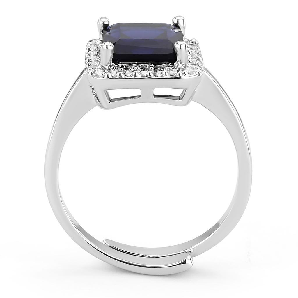 3W143 - Rhodium Brass Ring with Synthetic Synthetic Glass in Montana-2