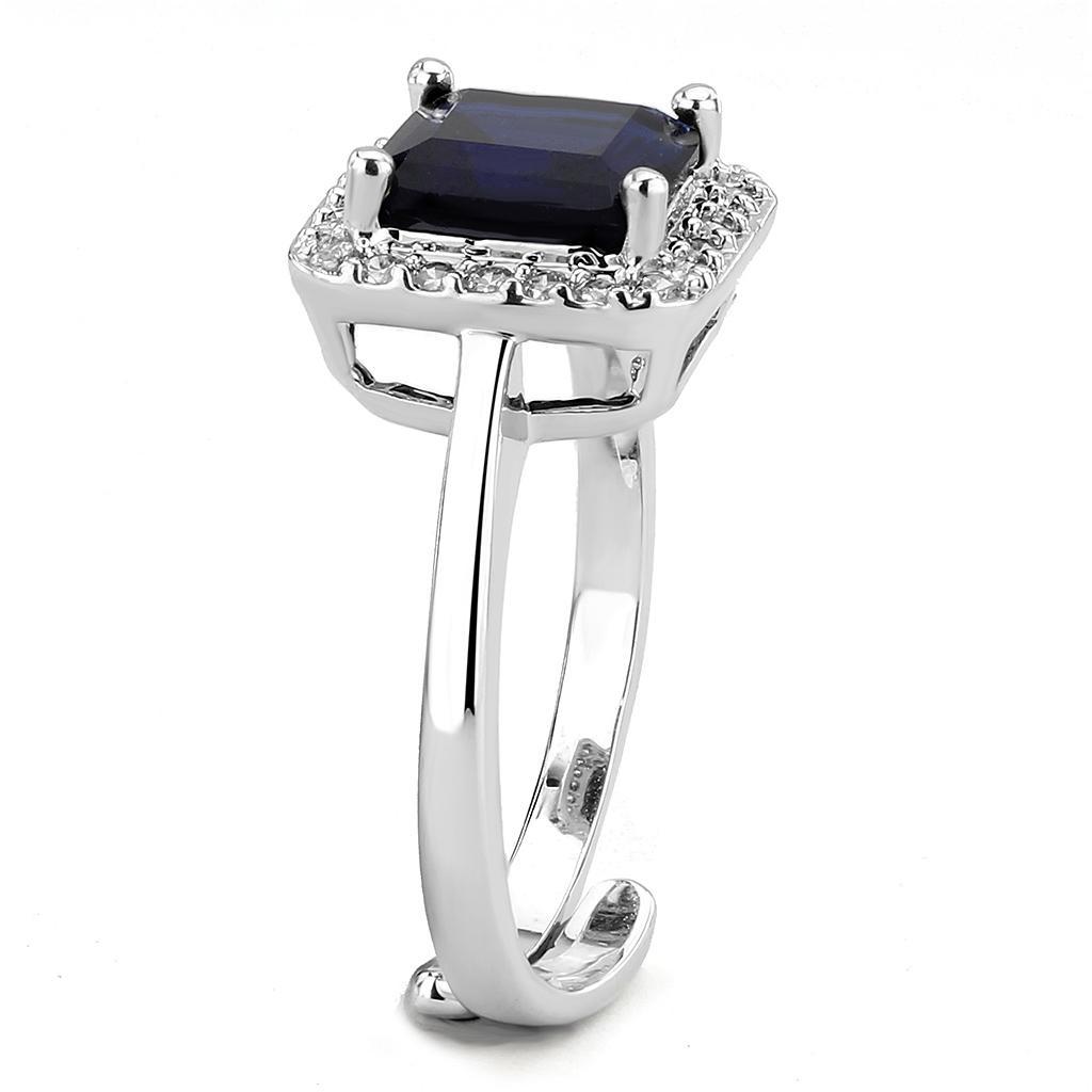 3W143 - Rhodium Brass Ring with Synthetic Synthetic Glass in Montana-3