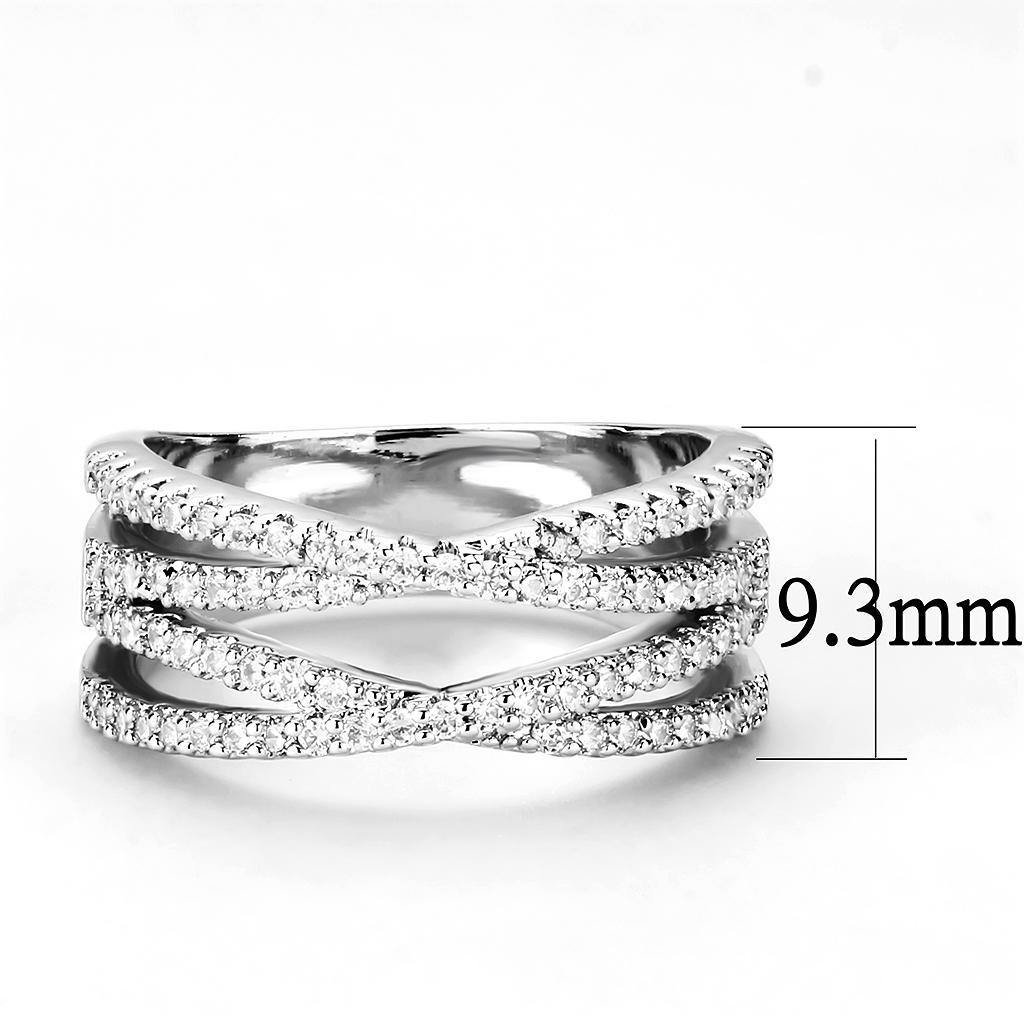 3W1450 - Rhodium Brass Ring with AAA Grade CZ  in Clear-1