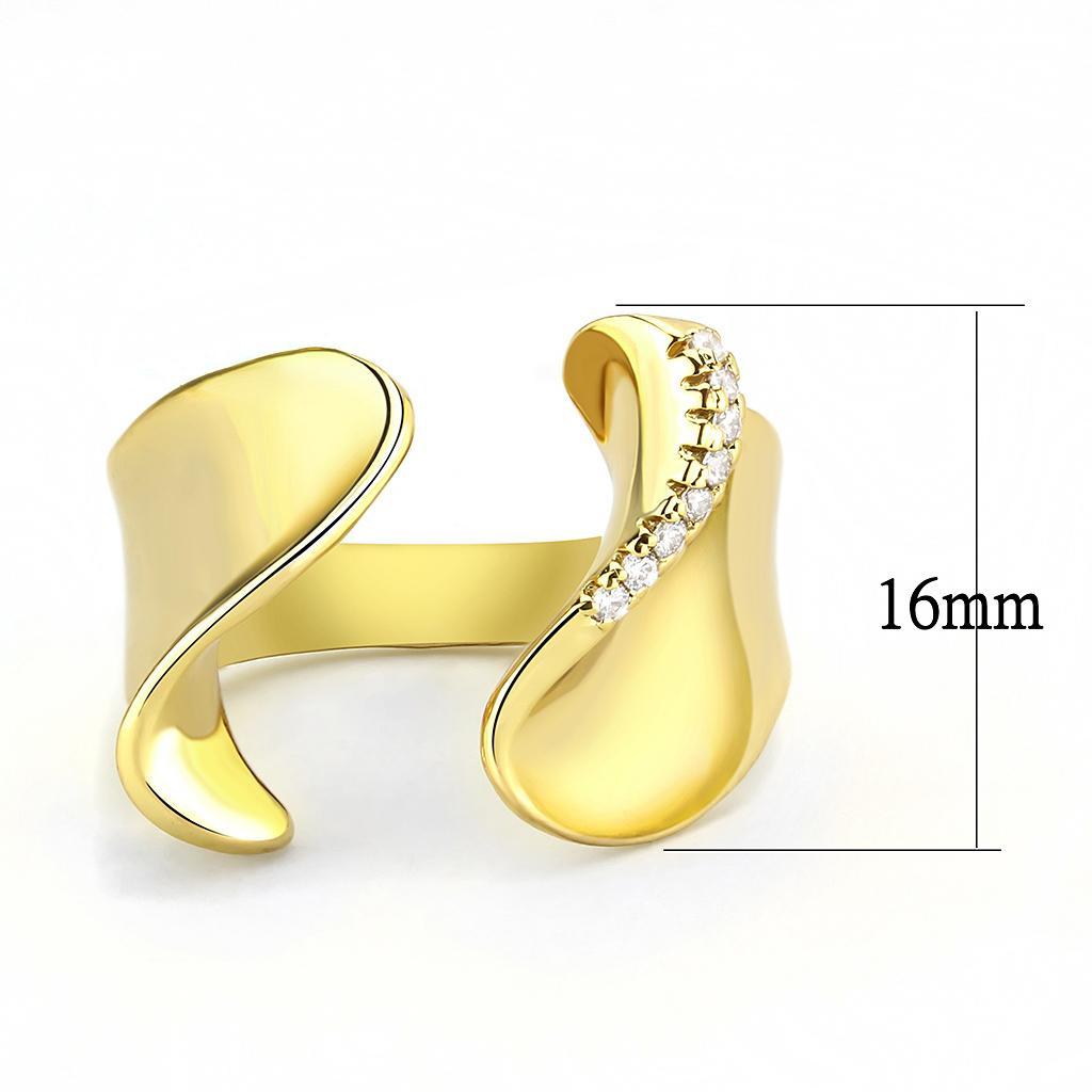 3W1475 - Gold Brass Ring with AAA Grade CZ  in Clear-1