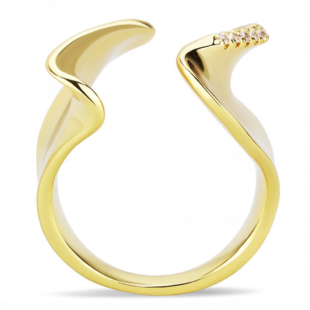 3W1475 - Gold Brass Ring with AAA Grade CZ  in Clear-2