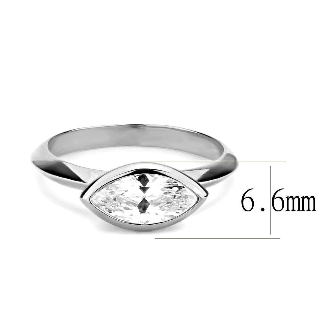 3W1489 - Rhodium Brass Ring with AAA Grade CZ  in Clear-1