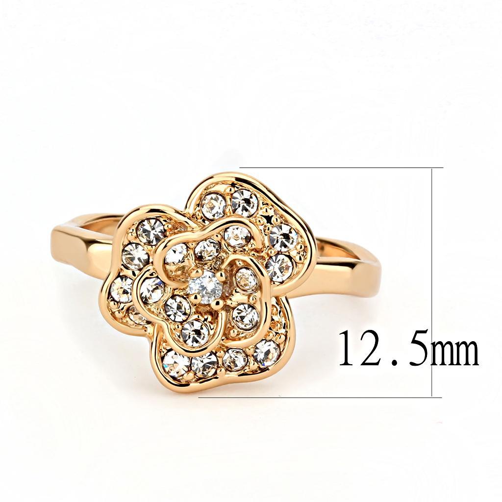 3W1491 - Rose Gold Brass Ring with Top Grade Crystal  in Clear-1