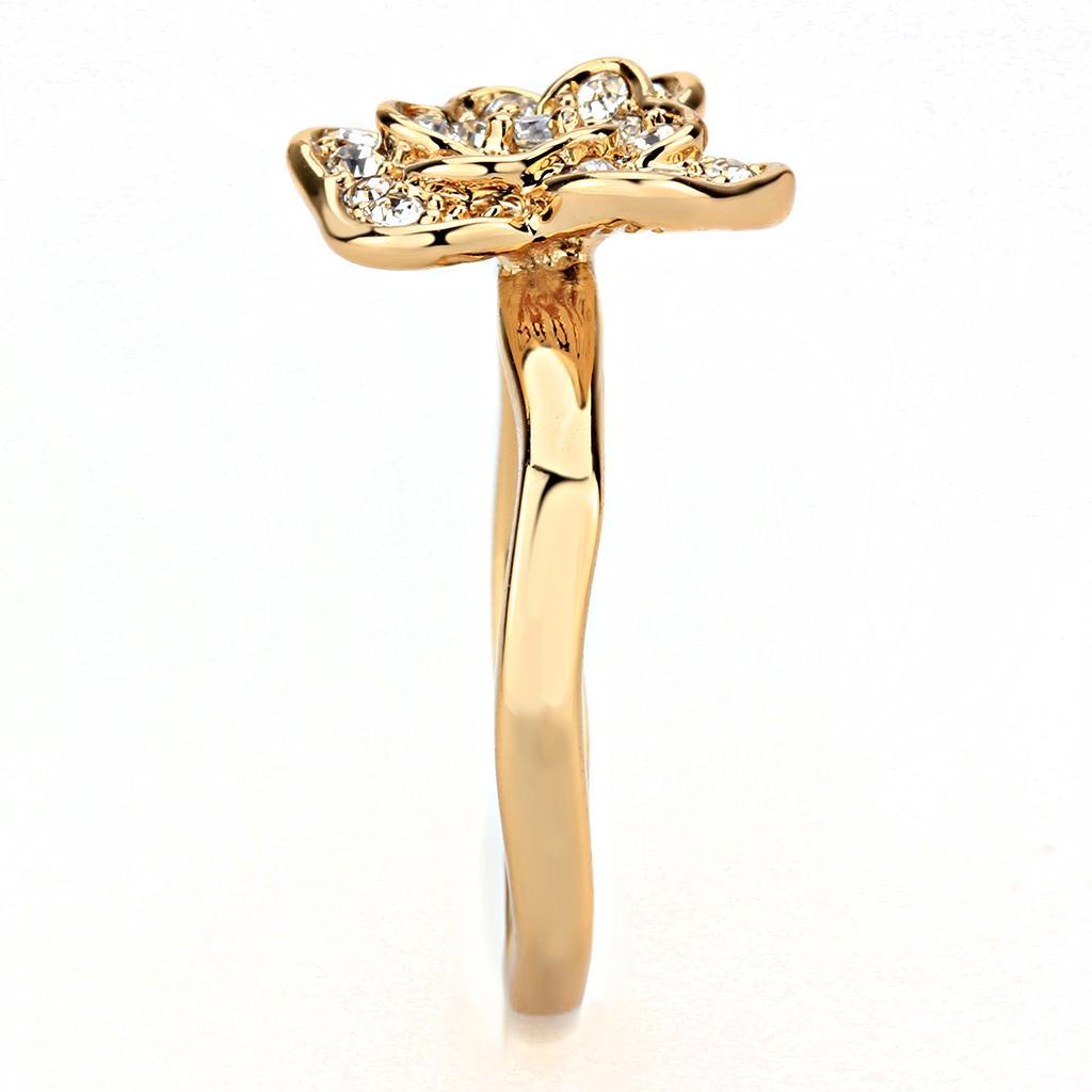 3W1491 - Rose Gold Brass Ring with Top Grade Crystal  in Clear-3