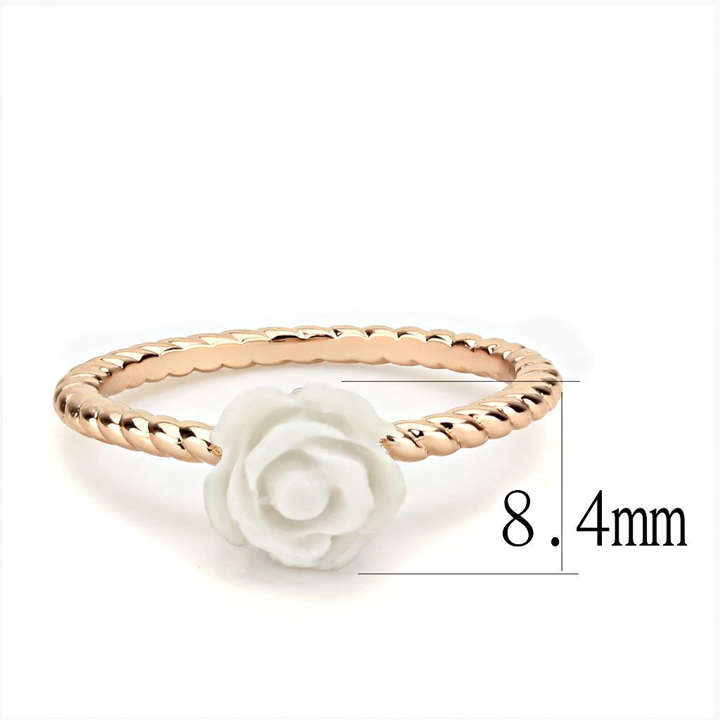3W1492 - Rose Gold Brass Ring with Synthetic Synthetic Stone in White-1