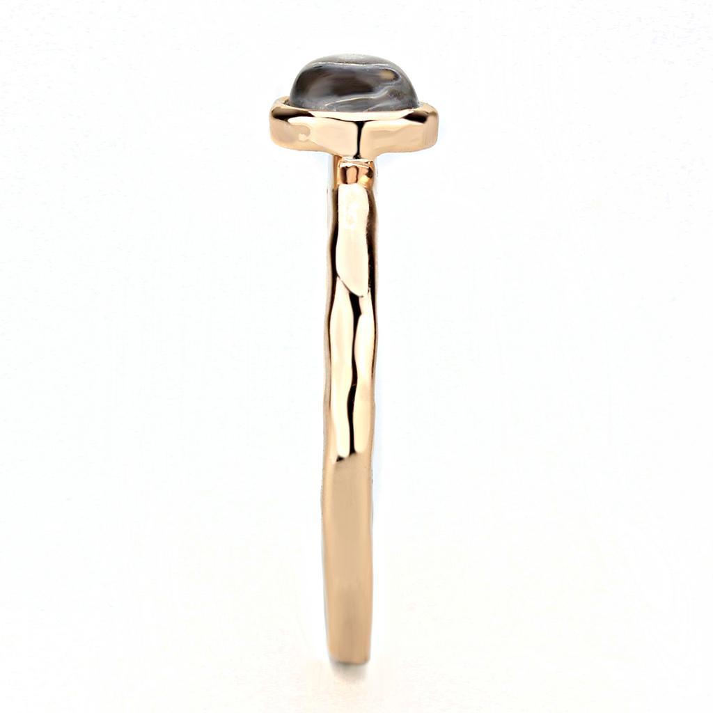 3W1493 - Rose Gold Brass Ring with Synthetic Synthetic Glass in Aquamarine-3