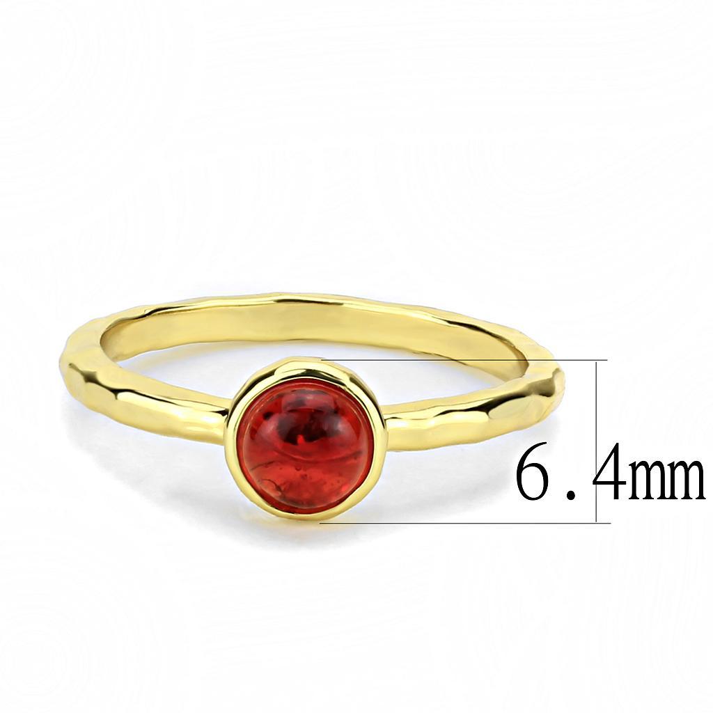 3W1496 - Gold Brass Ring with Synthetic Synthetic Glass in Garnet-1