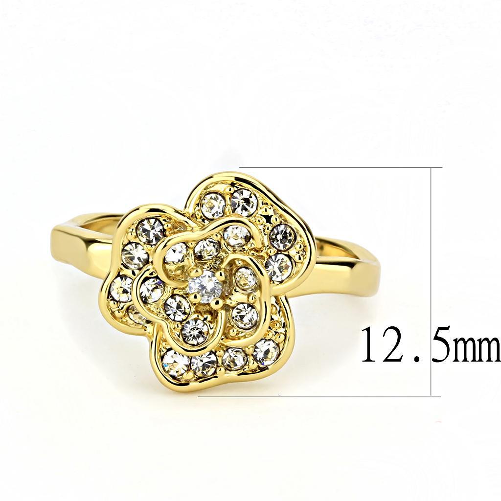 3W1497 - Gold Brass Ring with Top Grade Crystal  in Clear-1
