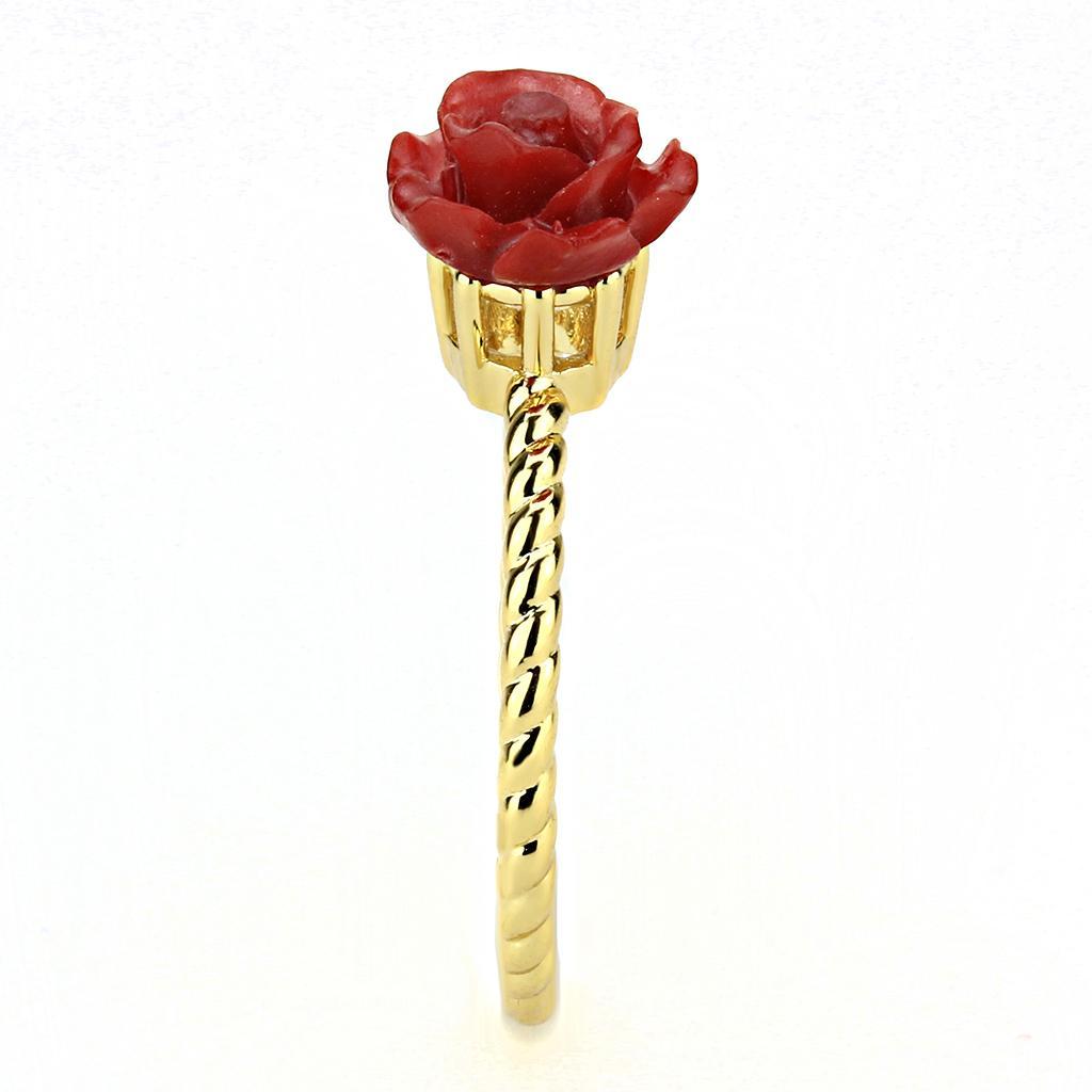 3W1498 - Gold Brass Ring with Synthetic Synthetic Stone in Siam-3