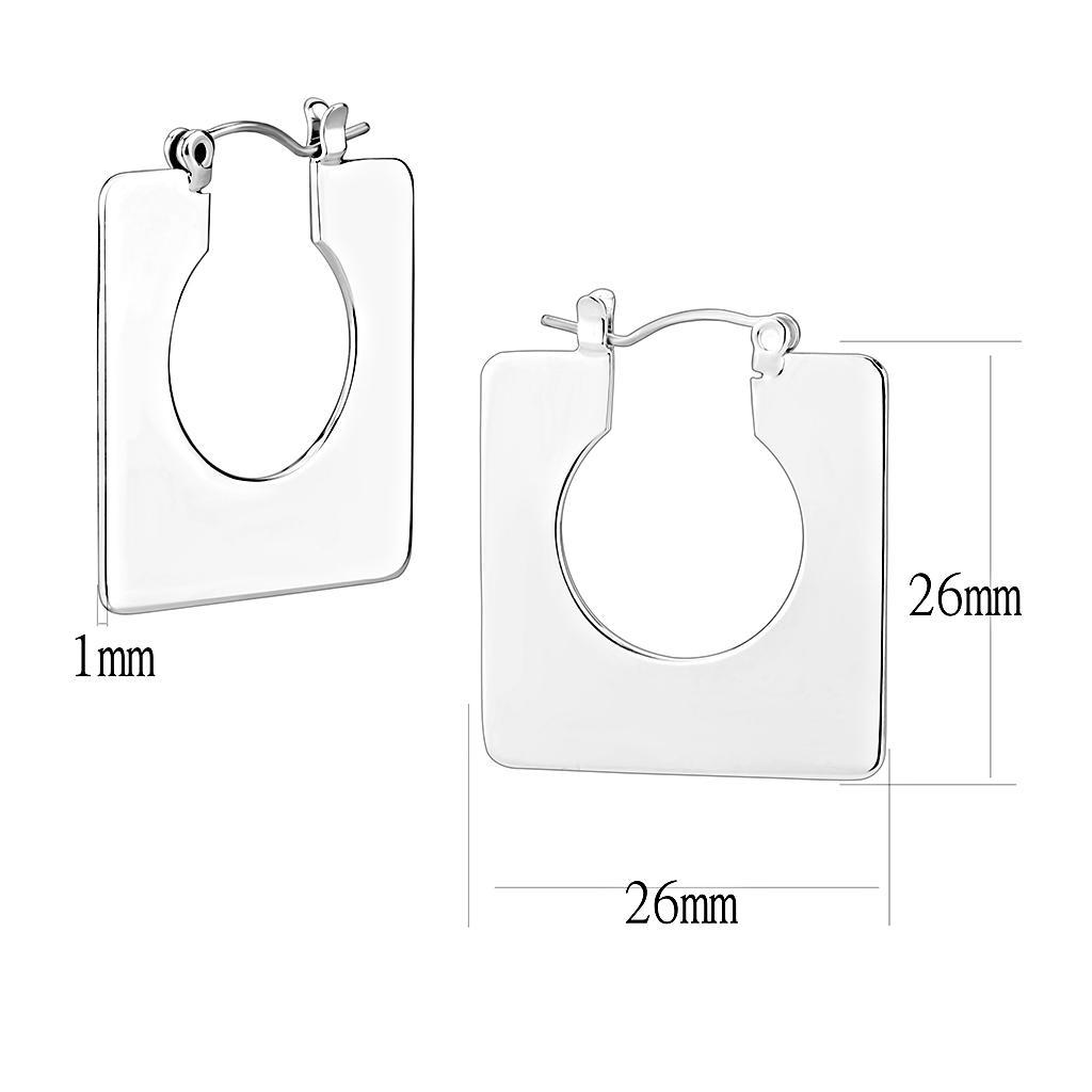 3W1500 - Rhodium Brass Earrings with No Stone-1