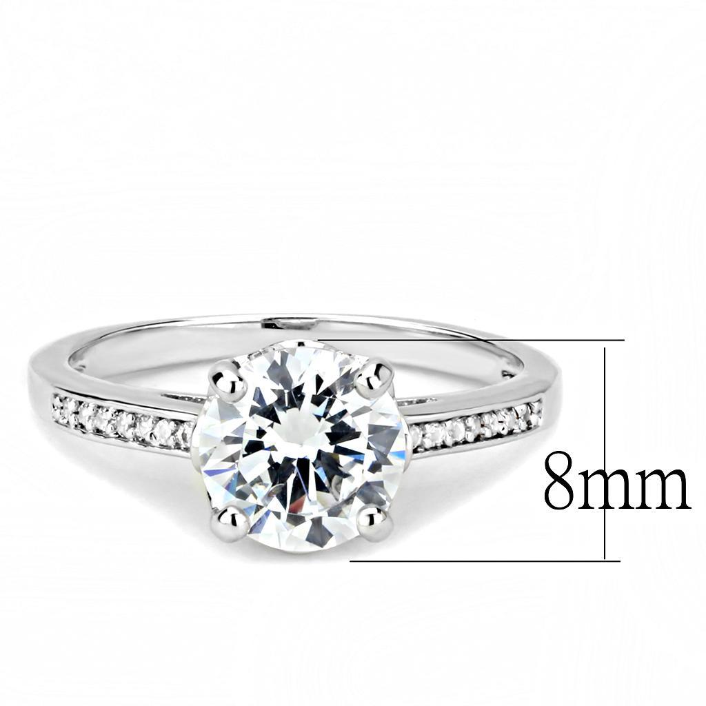 3W1507 - Rhodium Brass Ring with AAA Grade CZ  in Clear-1