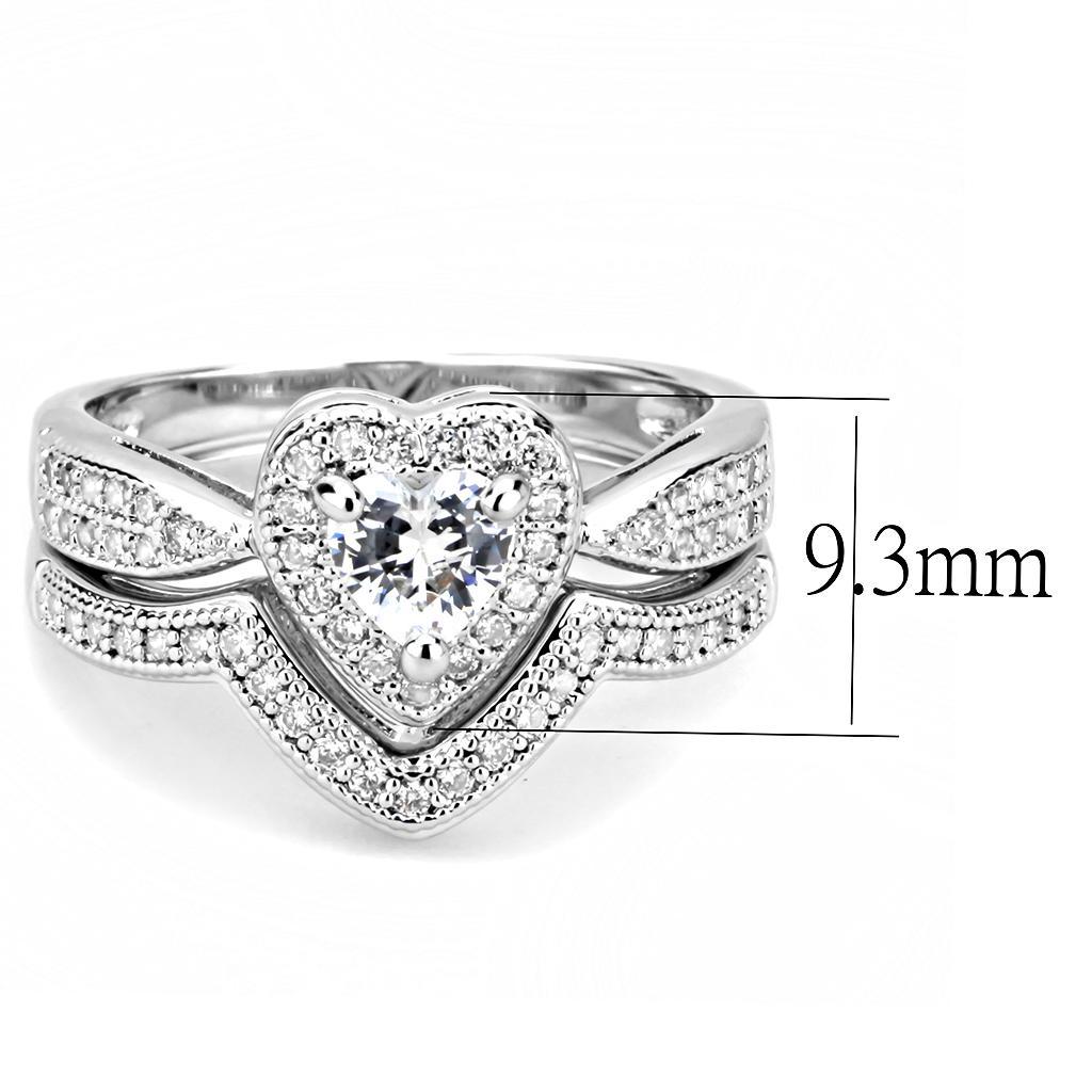 3W1508 - Rhodium Brass Ring with AAA Grade CZ  in Clear-1