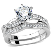 3W1514 - Rhodium Brass Ring with AAA Grade CZ  in Clear-0