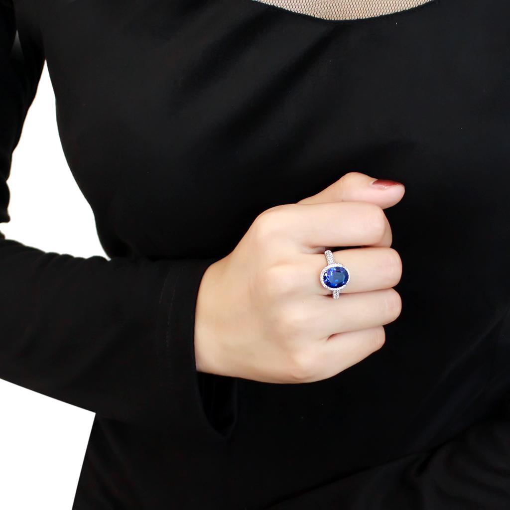 3W1516 - Rhodium Brass Ring with Synthetic  in Montana-4