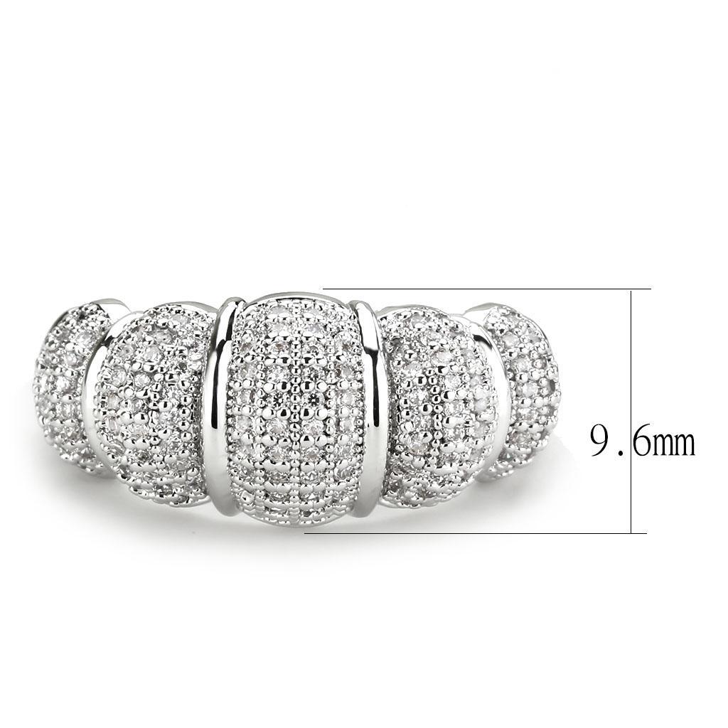 3W1540 - Rhodium Brass Ring with AAA Grade CZ  in Clear-1